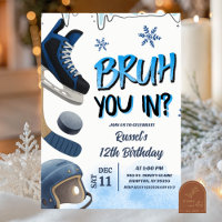 Carton d'invitation à une fête de hockey sur glace
