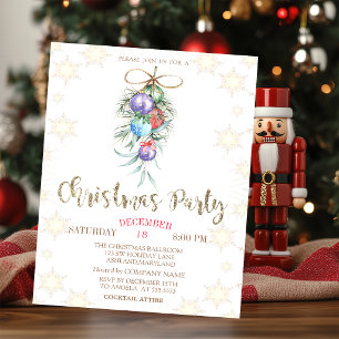 Invitation Carton d'invitation à une fête de Noël aux boules 