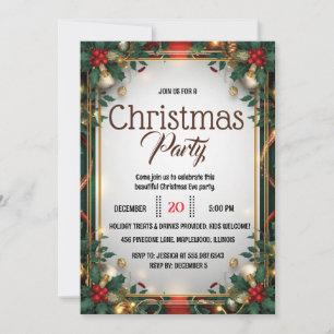 Invitation Carton d'invitation à une fête de Noël avec un cad