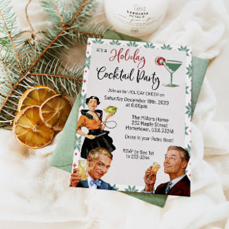 Invitation Carton d'invitation à une fête de Noël cocktail ré