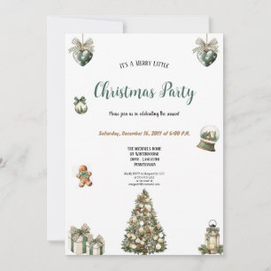 INVITATION CARTON D'INVITATION À UNE FÊTE DE NOËL MIGNON VERT