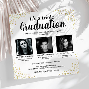 Invitation Carton d'invitation à une fête de triple diplôme a