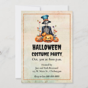 Invitation Carton d'invitation à une fête d'Halloween squelet