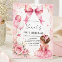 Carton d'invitation anniversaire bébé fille à l'aq
