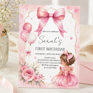 Invitation Carton d'invitation anniversaire bébé fille à l'aq