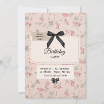 Carton d'invitation Anniversaire Coquette Élégant 