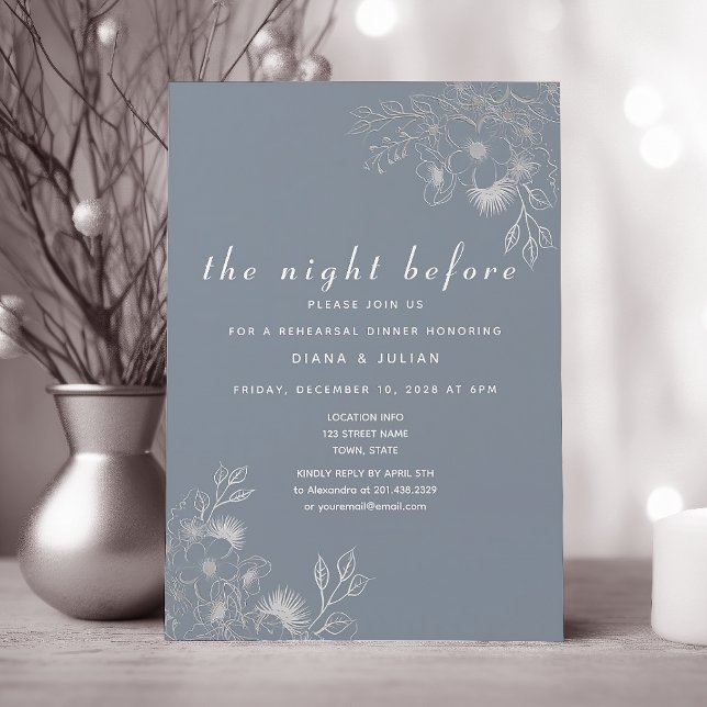 Invitation Carton d'invitation au dîner de répétition Bleu Po (Créateur téléchargé)