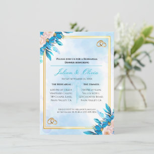 Invitation Carton d'invitation au dîner de répétition bleu ro
