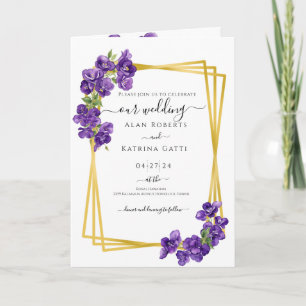 Invitation Carton d'invitation au mariage Deep Purple Violets