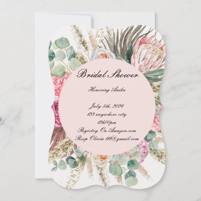 INVITATION CARTON D'INVITATION AU MARIAGE ROSE (Devant)