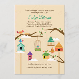 Invitation Carton d'invitation aux Maisons d'oiseaux Colorées