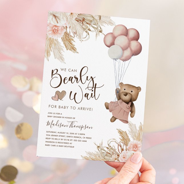 Invitation Carton d'invitation Baby Shower Fille Bohème à l'H (Créateur téléchargé)