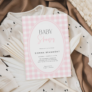 Invitation Carton d'invitation Baby Shower Gingham Rose
