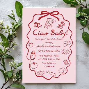 Invitation Carton d'invitation Baby Shower Pizza Italienne Do