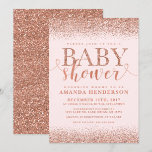 Invitation Carton d'invitation Baby Shower Renard Pailleté Or