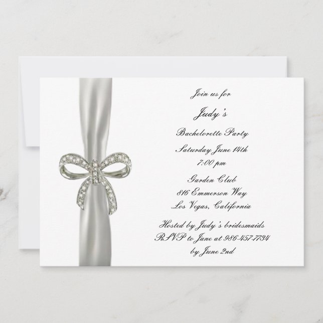 Invitation Carton d'invitation Bachelorette Diamond Bow (Devant)