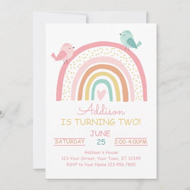 Invitation Carton d'invitation Boho Rainbow pour un anniversa (Devant)