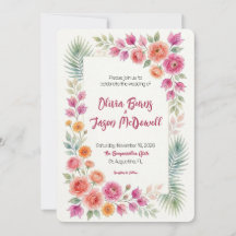 Carton d'invitation Bougainvillier en Fleurs