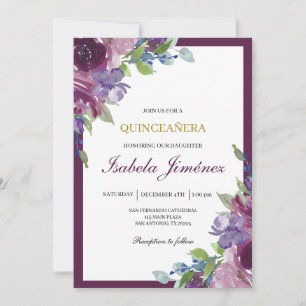 Invitation Carton d'invitation burgundy pour quinceañera