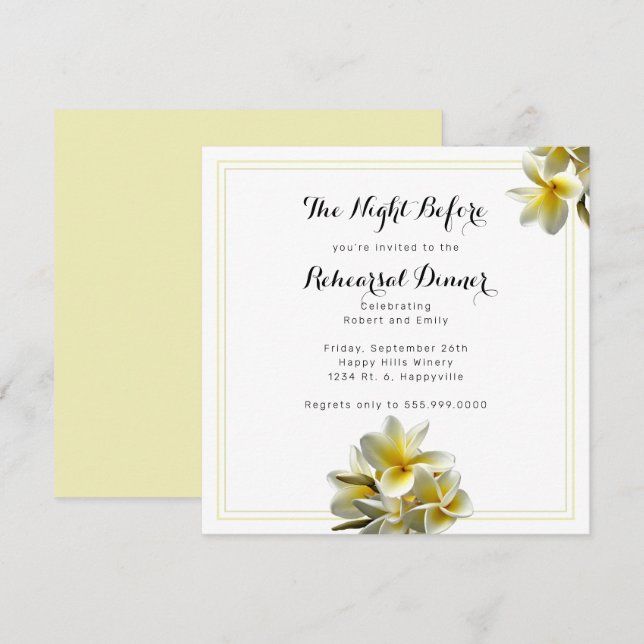 Invitation Carton d'invitation carré pour le dîner de répétit (Devant / Derrière)