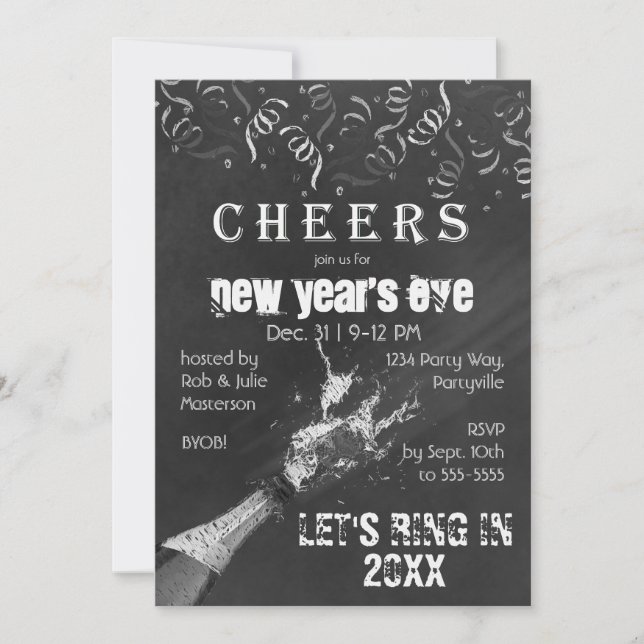 Invitation Carton d'invitation Chalkboard Nouvel An au Champa (Devant)