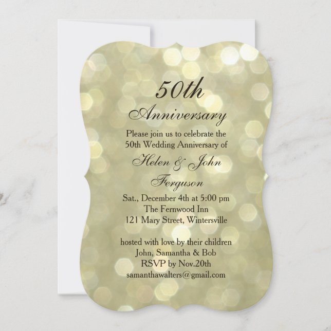 Invitation Carton d'invitation Champagne Bulles 50e anniversa (Devant)