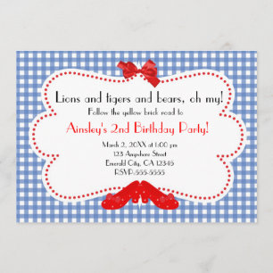 Invitation Carton d'invitation Chaussures Rubis Gingham du Ma