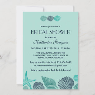 Invitation Carton d'invitation Coquillages des Mers Bleues po