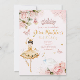 Invitation Carton d'invitation d'anniversaire à motif floral 