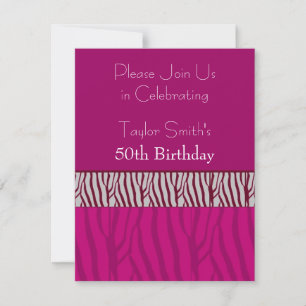 Invitation Carton d'invitation d'anniversaire à motif zèbre r