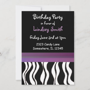 Invitation Carton d'invitation d'anniversaire à motif zèbre v