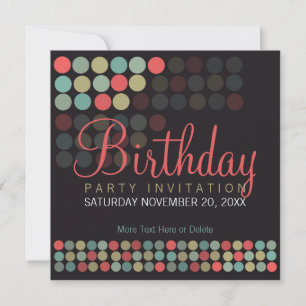 Invitation Carton d'invitation d'anniversaire à pois Pop mode