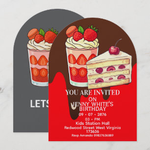 Invitation Carton d'invitation d'anniversaire à thème Gâteau