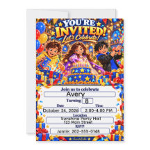 Carton d'invitation d'anniversaire AnimatedLabbs C