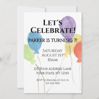 Invitation Carton d'invitation d'anniversaire au ballon à l'a