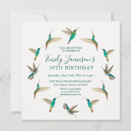 Invitation Carton d'invitation d'anniversaire aux colibris tu