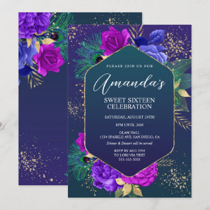 Invitation Carton d'invitation d'anniversaire aux plumes de p