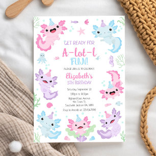 Invitation Carton d'invitation d'anniversaire Axolotl A-Lot-l