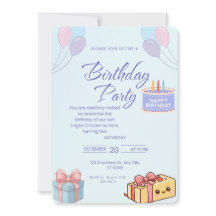 Carton d'invitation d'anniversaire Blue Balloons a