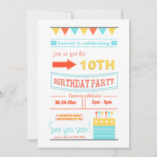 Invitation Carton d'invitation d'anniversaire branché
