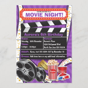 Invitation Carton d'invitation d'anniversaire Clap Cinéma Hol