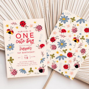 Invitation Carton d'invitation d'anniversaire coccinelle Un
