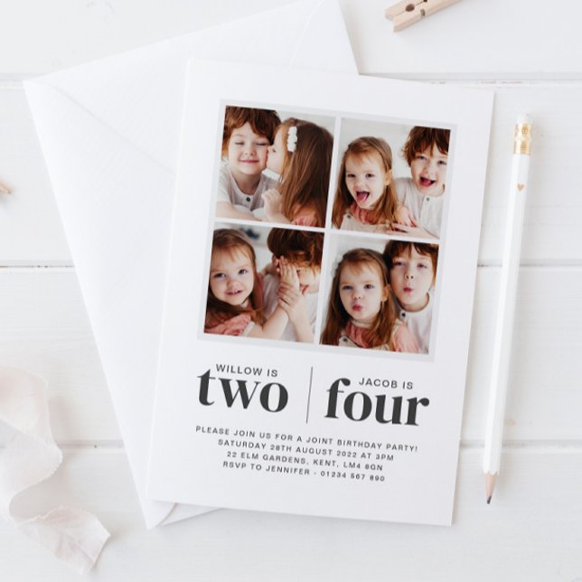 Invitation Carton d'invitation d'anniversaire conjoint en col (Créateur téléchargé)