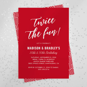 Invitation Carton d'invitation d'anniversaire conjoint Rouge