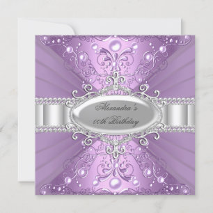 Invitation Carton d'invitation d'anniversaire Damassé Perle V