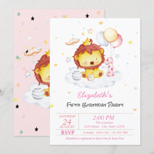 Invitation Carton d'invitation d'anniversaire de bébé lion mi
