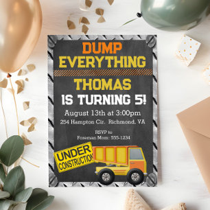 Invitation Carton d'invitation d'anniversaire de camion à ben