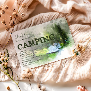 Invitation Carton d'invitation d'anniversaire de camping à l'