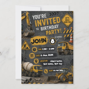 Invitation Carton d'invitation d'anniversaire de construction
