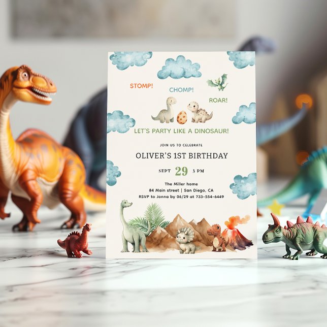 Invitation Carton d'invitation d'anniversaire de dinosaure St (Créateur téléchargé)